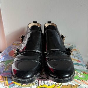 Black Patent Leather Buckle Shoes